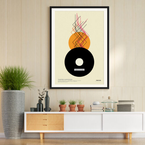 3D Mockup photo frame in Modern interior of living room Twisted Harmonies